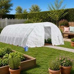 Greenhouse 12x5x2.3m Steel Frame PE Cover 60m² White Garden Plant House