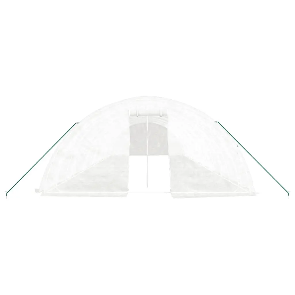 Greenhouse Spacious 70m² White Steel Frame 14x5x2.3m Garden Plant House Roll-up Door