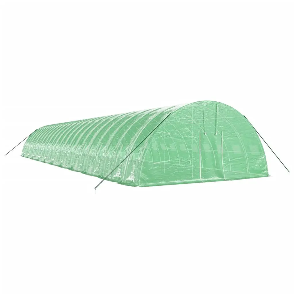 Greenhouse Steel Frame Green 22x6x2.85m 132 m² Zippered Door Roll-Up Windows