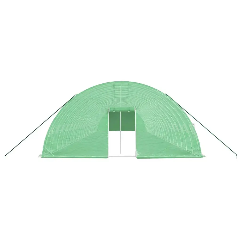 Greenhouse Steel Frame Green 22x6x2.85m 132 m² Zippered Door Roll-Up Windows