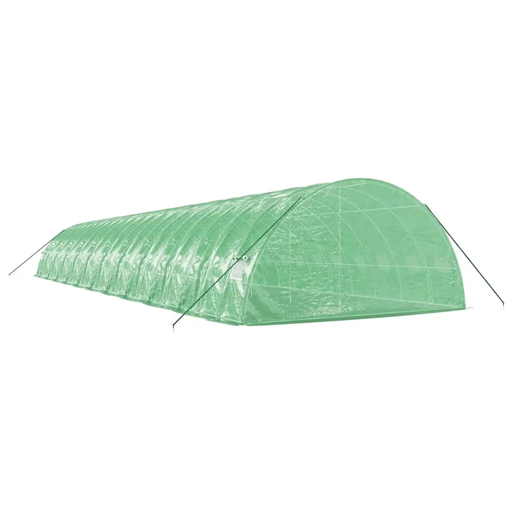 Greenhouse Steel Frame Green 22x6x2.85m 132 m² Zippered Door Roll-Up Windows