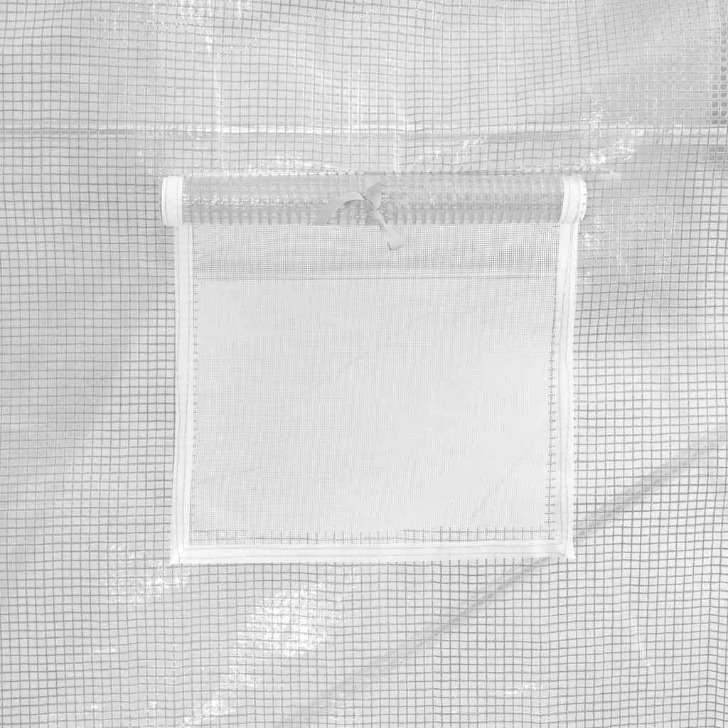 Greenhouse Steel Frame White 6x6x2.85m PE Cover Roll-Up Door Windows