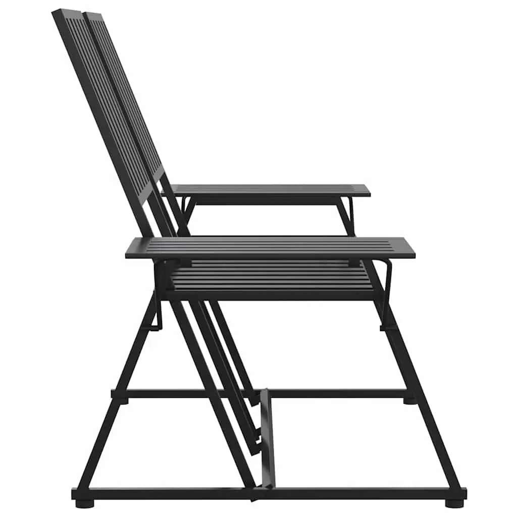 2-Seater Garden Bench 165cm Outdoor Seating Steel Black Patio Furniture