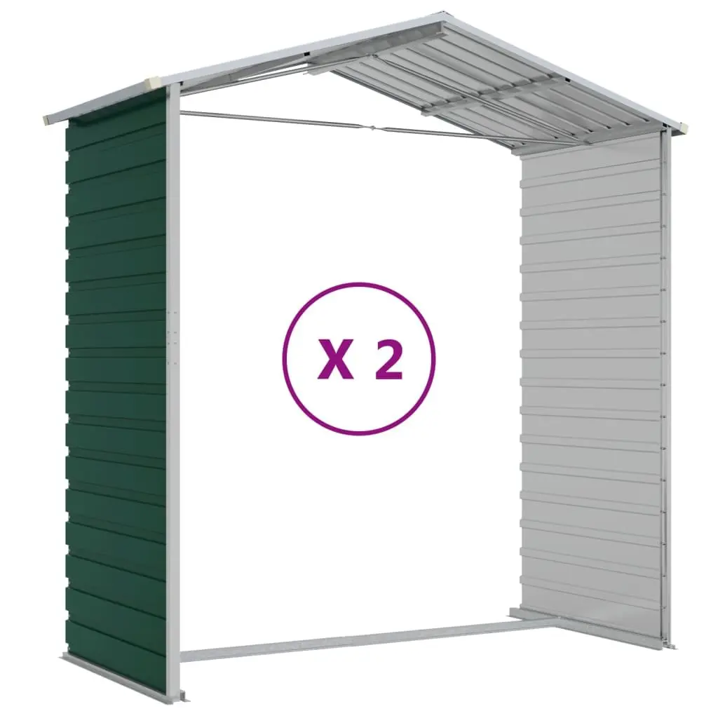 Garden Shed Green 191x215x198 cm Galvanised Steel Outdoor Storage Tools