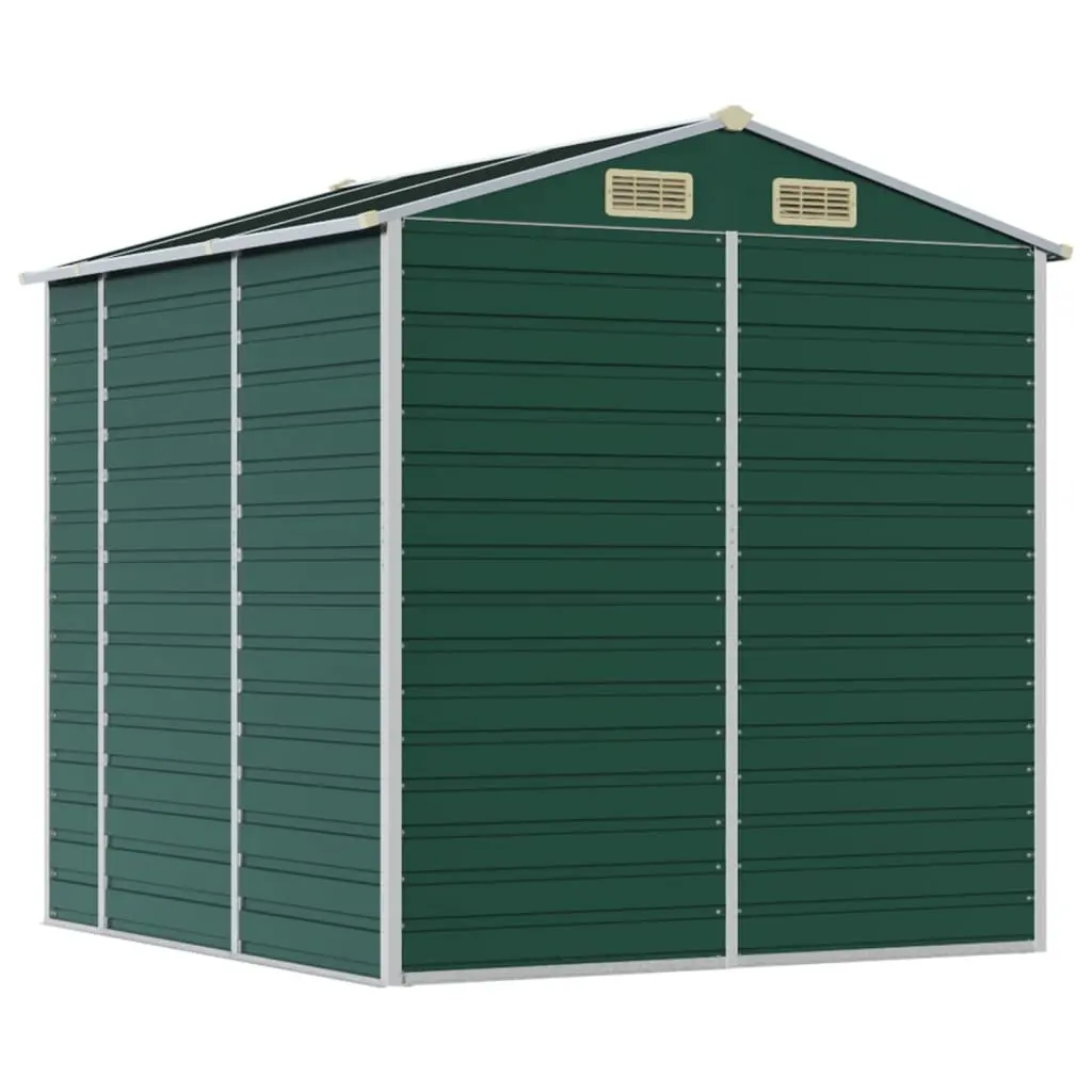Garden Shed Green 191x215x198 cm Galvanised Steel Outdoor Storage Tools