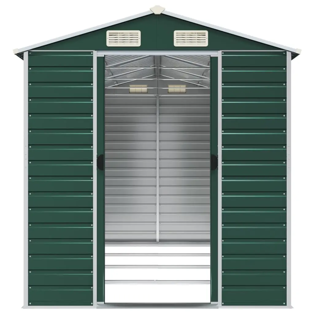 Garden Shed Green Outdoor Storage Galvanised Steel Tool House 191x385x198cm