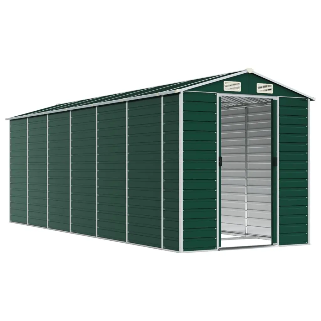Outdoor Storage Shed Green Metal 191x555x198cm Galvanised Steel Tool House