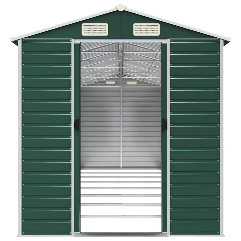 Outdoor Storage Shed Green Galvanised Steel Durable 191x725x198cm