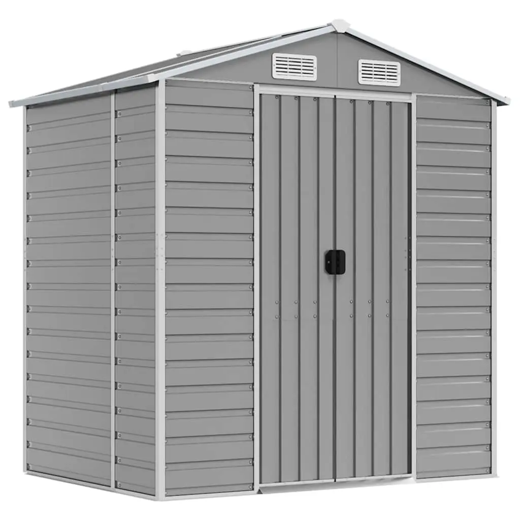 Garden Shed Galvanised Steel Outdoor Tool House Grey 191x130x198cm