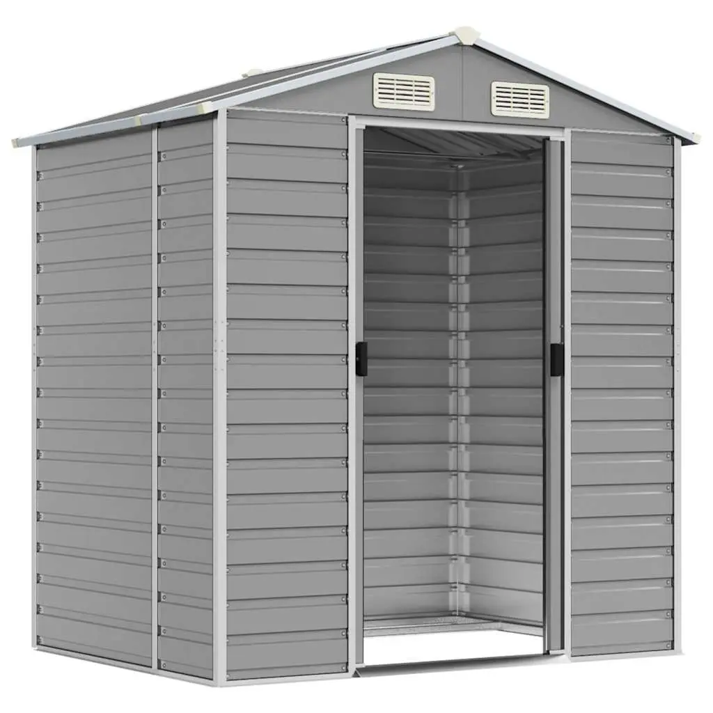 Garden Shed Galvanised Steel Outdoor Tool House Grey 191x130x198cm
