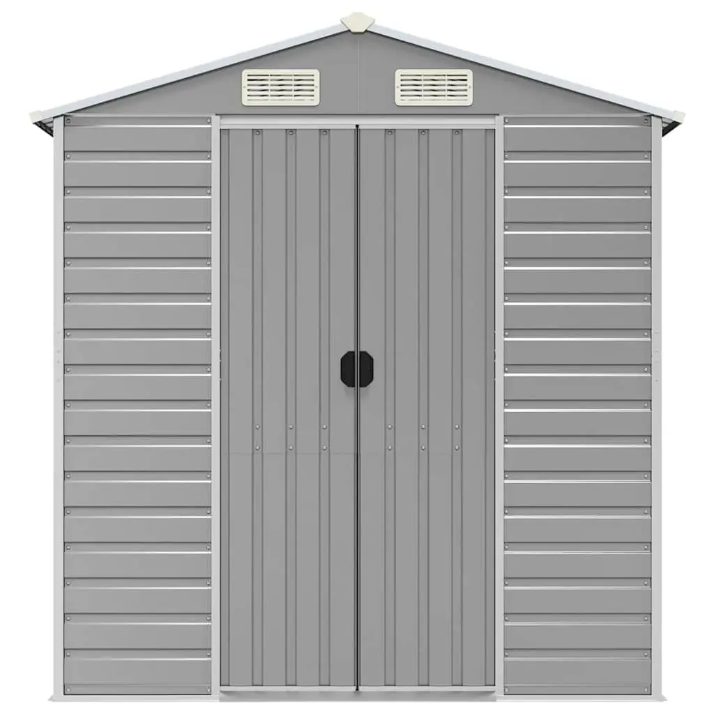 Garden Shed Galvanised Steel Outdoor Tool House Grey 191x130x198cm