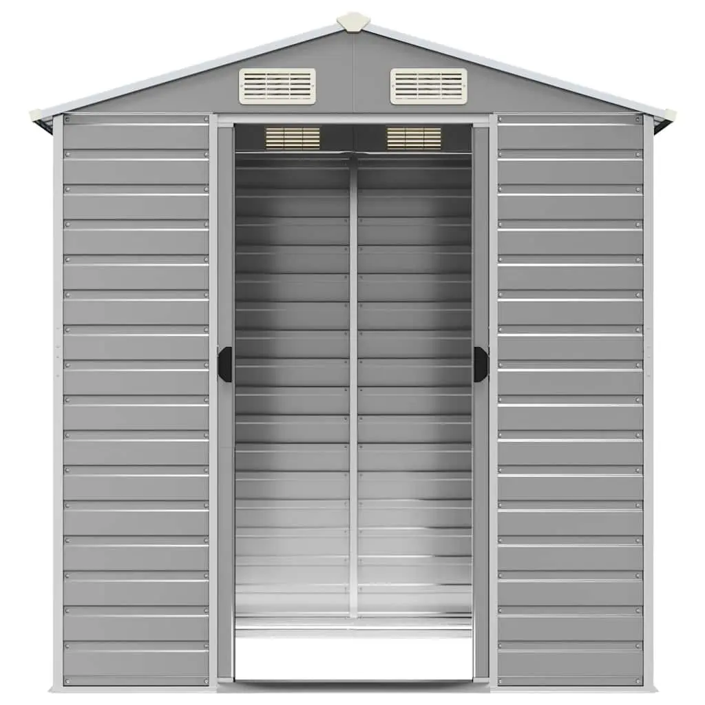 Garden Shed Galvanised Steel Outdoor Tool House Grey 191x130x198cm