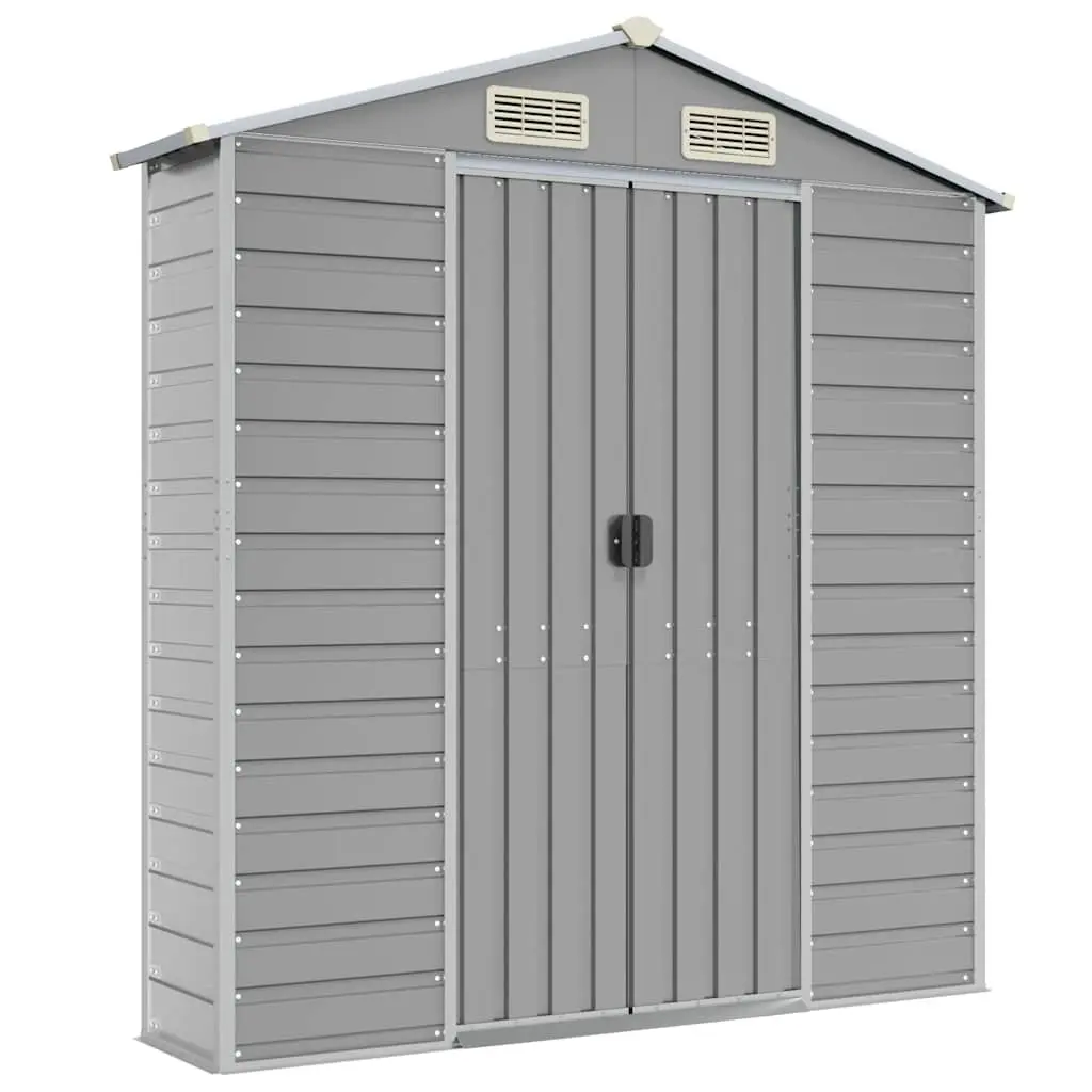 Garden Shed Galvanised Steel Outdoor Tool House Grey 191x130x198cm