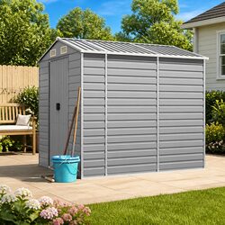 Your Ideal Garden Shed: Grey Galvanised Steel Storage 191x215x198cm