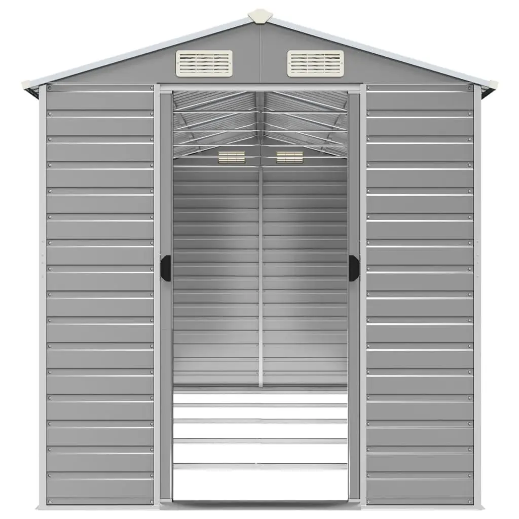 Grey Galvanised Steel Garden Shed Outdoor Storage Tool House 191x470x198cm