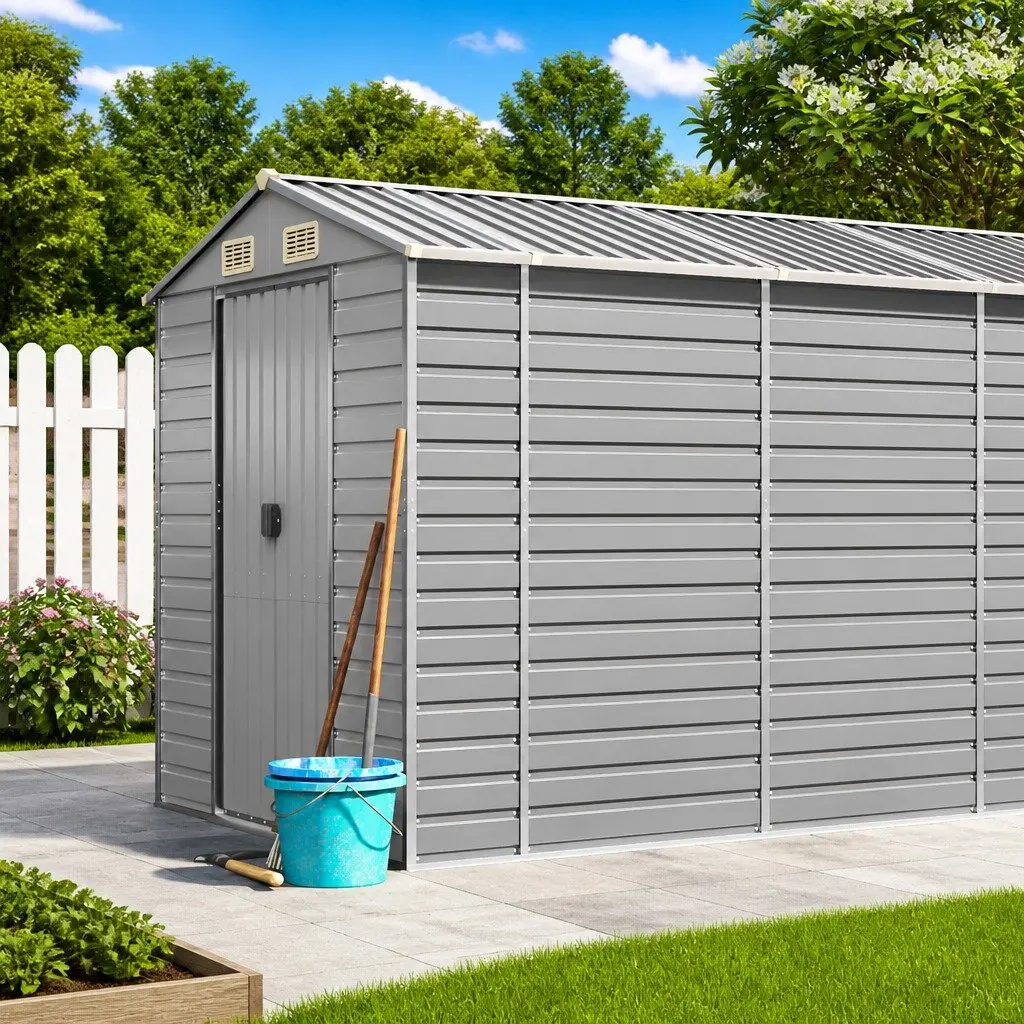 Grey Metal Garden Storage Shed