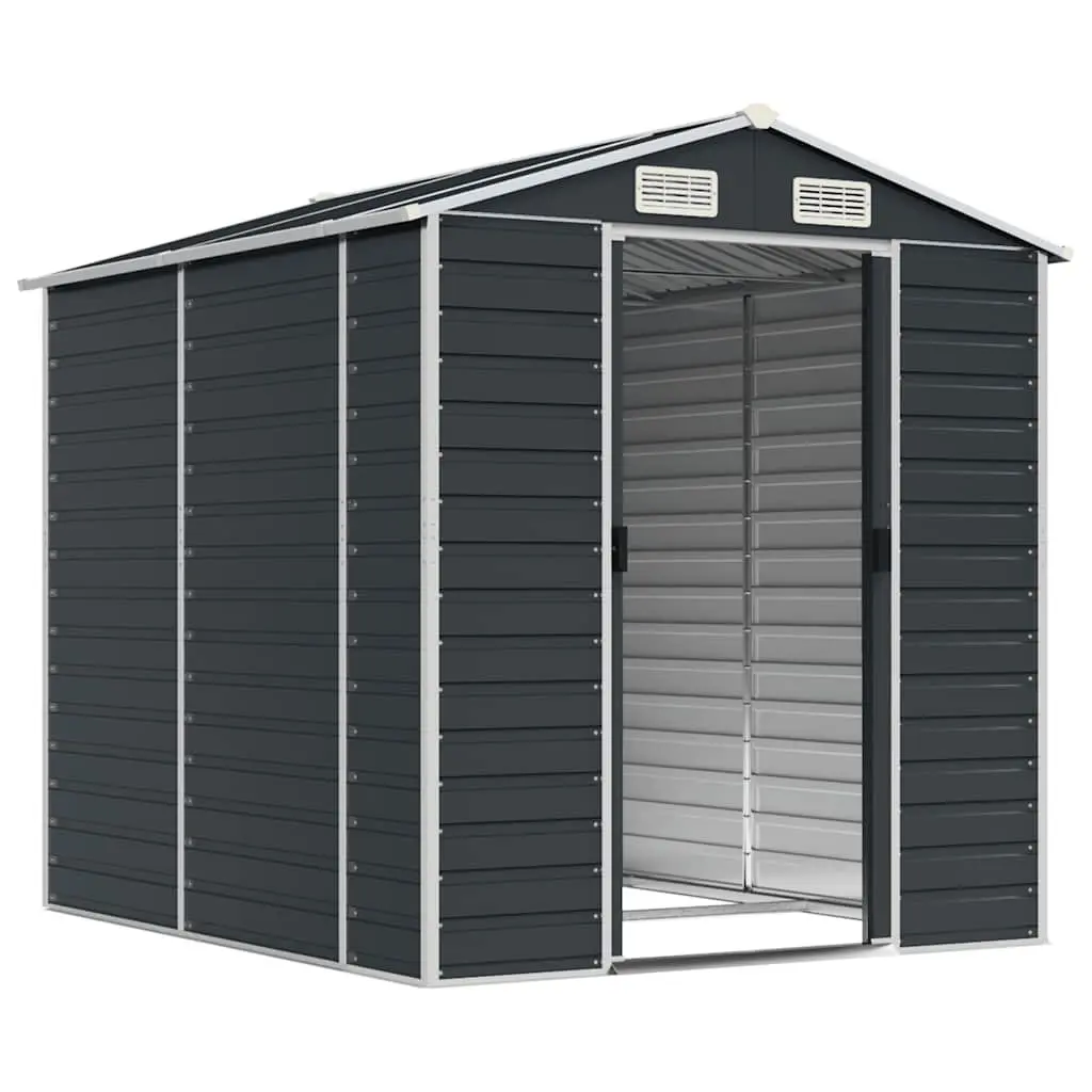Garden Shed Anthracite Galvanised Steel Metal Outdoor Storage 191 x 215 x 198 cm