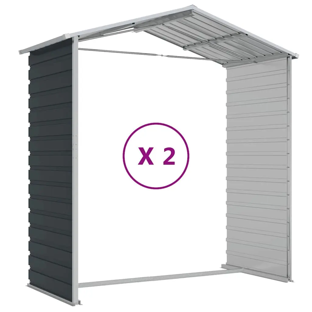 Garden Shed Anthracite Galvanised Steel Metal Outdoor Storage 191 x 215 x 198 cm