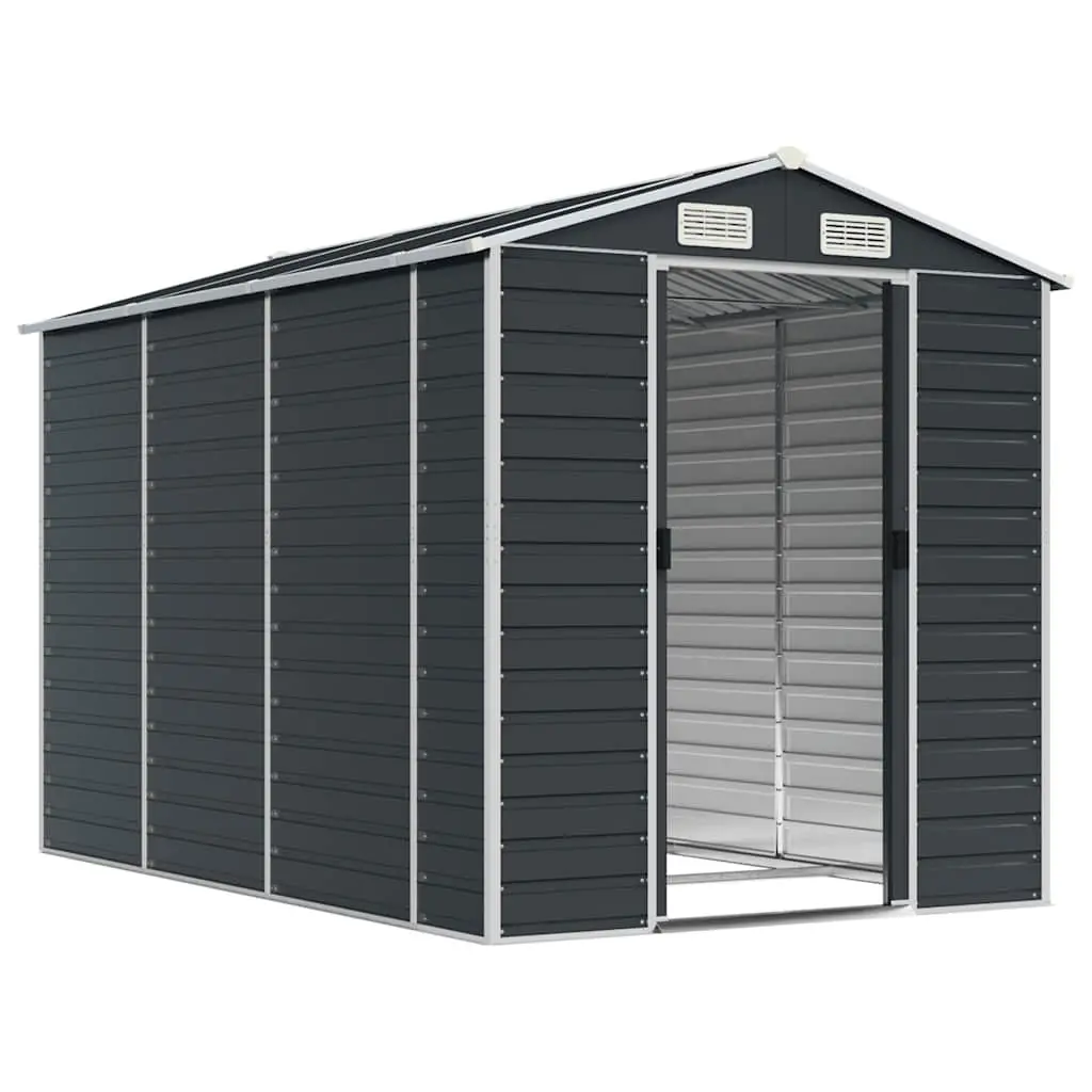 Garden Shed Galvanised Steel Anthracite 191x300x198 cm Outdoor Storage