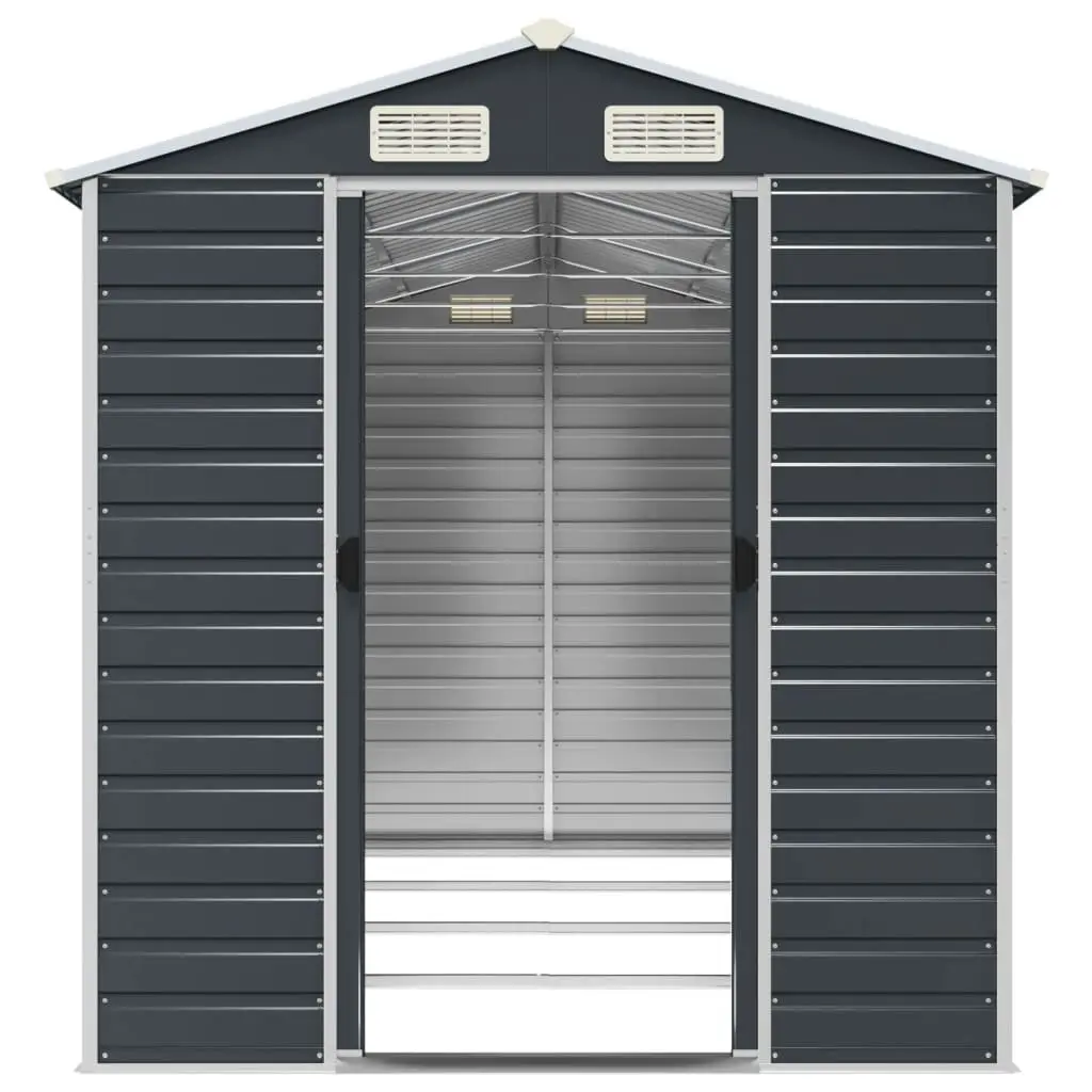 Garden Shed Galvanised Steel Anthracite 191x385x198 cm Outdoor Storage Tool