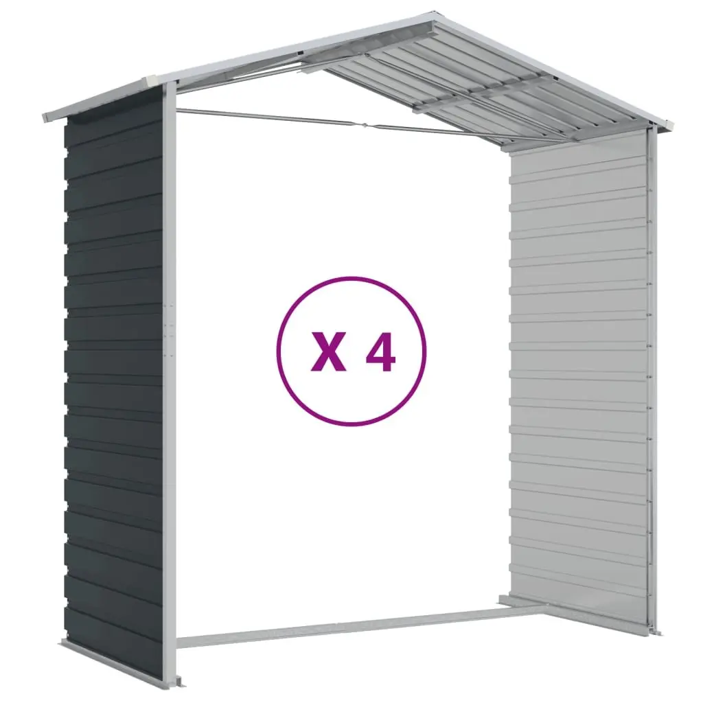 Garden Shed Galvanised Steel Anthracite 191x385x198 cm Outdoor Storage Tool