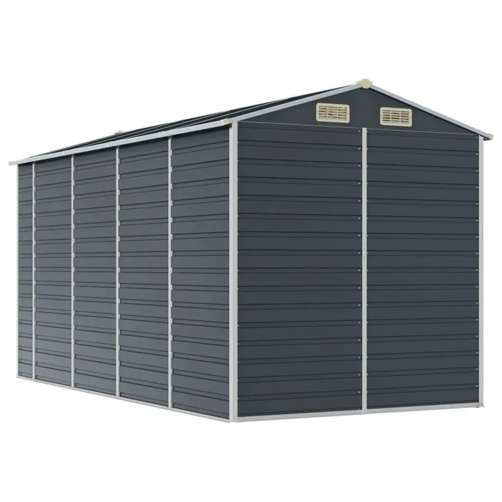 Garden Shed Galvanised Steel Anthracite 191x385x198 cm Outdoor Storage Tool