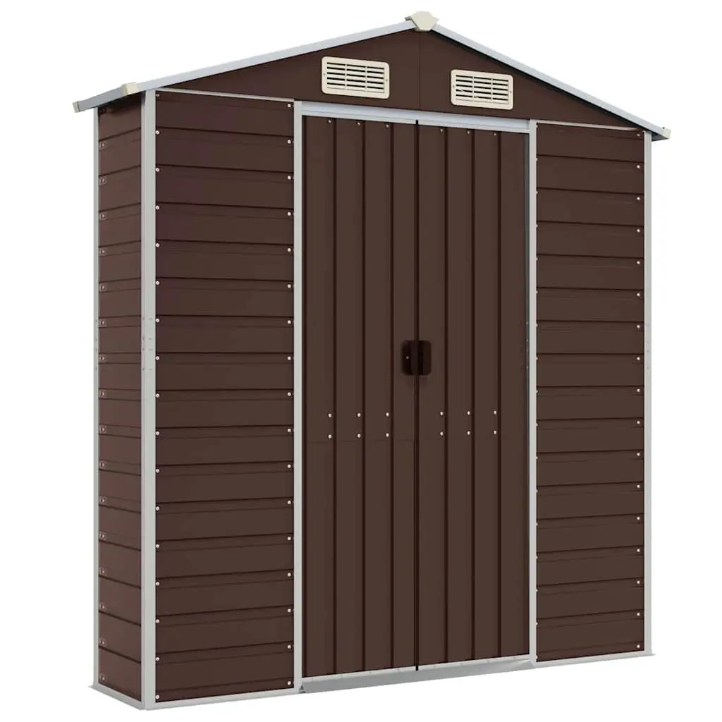 Garden Shed Brown 191x130x198 cm Galvanised Steel Outdoor Storage Tool House