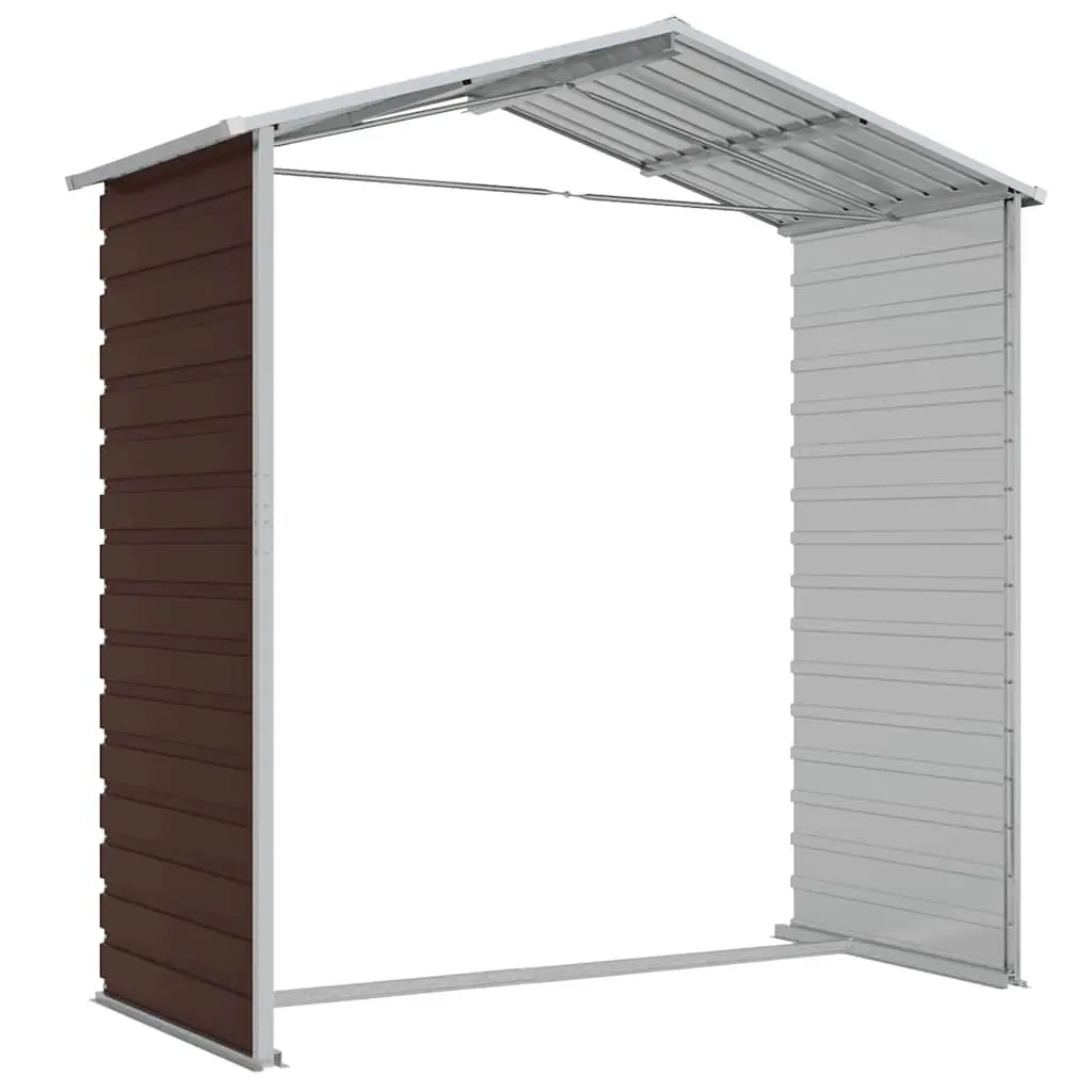 Garden Shed Brown 191x130x198 cm Galvanised Steel Outdoor Storage Tool House