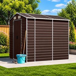 Explore This Friendly Brown Metal Garden Shed
