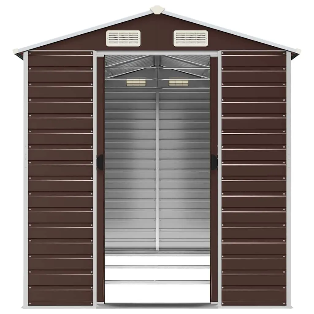 Garden Shed Brown Galvanised Steel 191x300x198cm Outdoor Storage Tool House