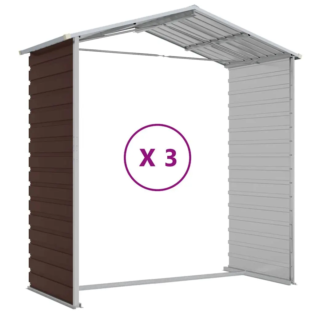 Garden Shed Brown Galvanised Steel 191x300x198cm Outdoor Storage Tool House