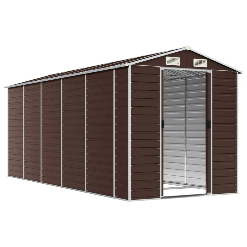 Garden Shed Brown Galvanised Steel 191x470x198cm Outdoor Storage Tool House