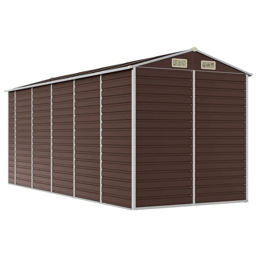Garden Shed Brown Galvanised Steel 191x470x198cm Outdoor Storage Tool House