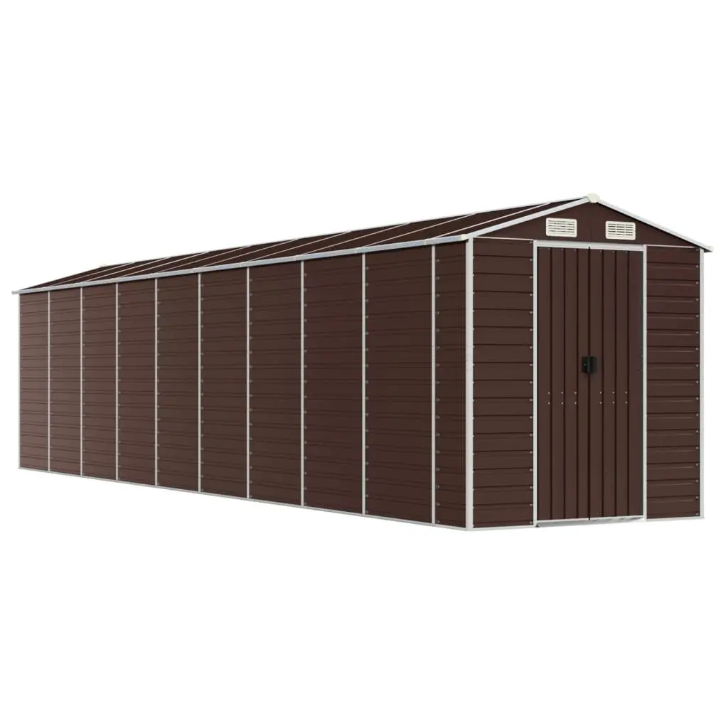 Garden Shed Brown 191x810x198 cm Galvanised Steel Outdoor Storage Tool House