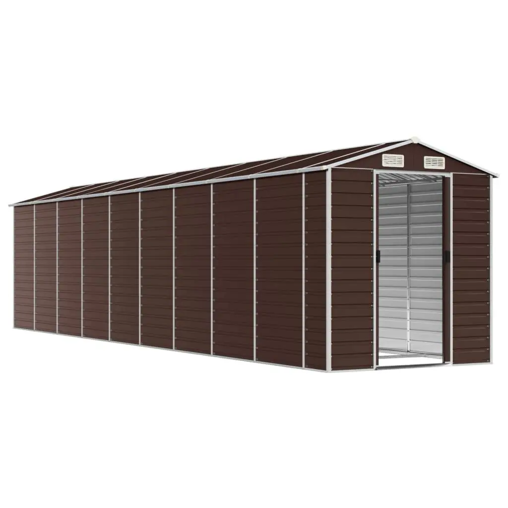 Garden Shed Brown 191x810x198 cm Galvanised Steel Outdoor Storage Tool House