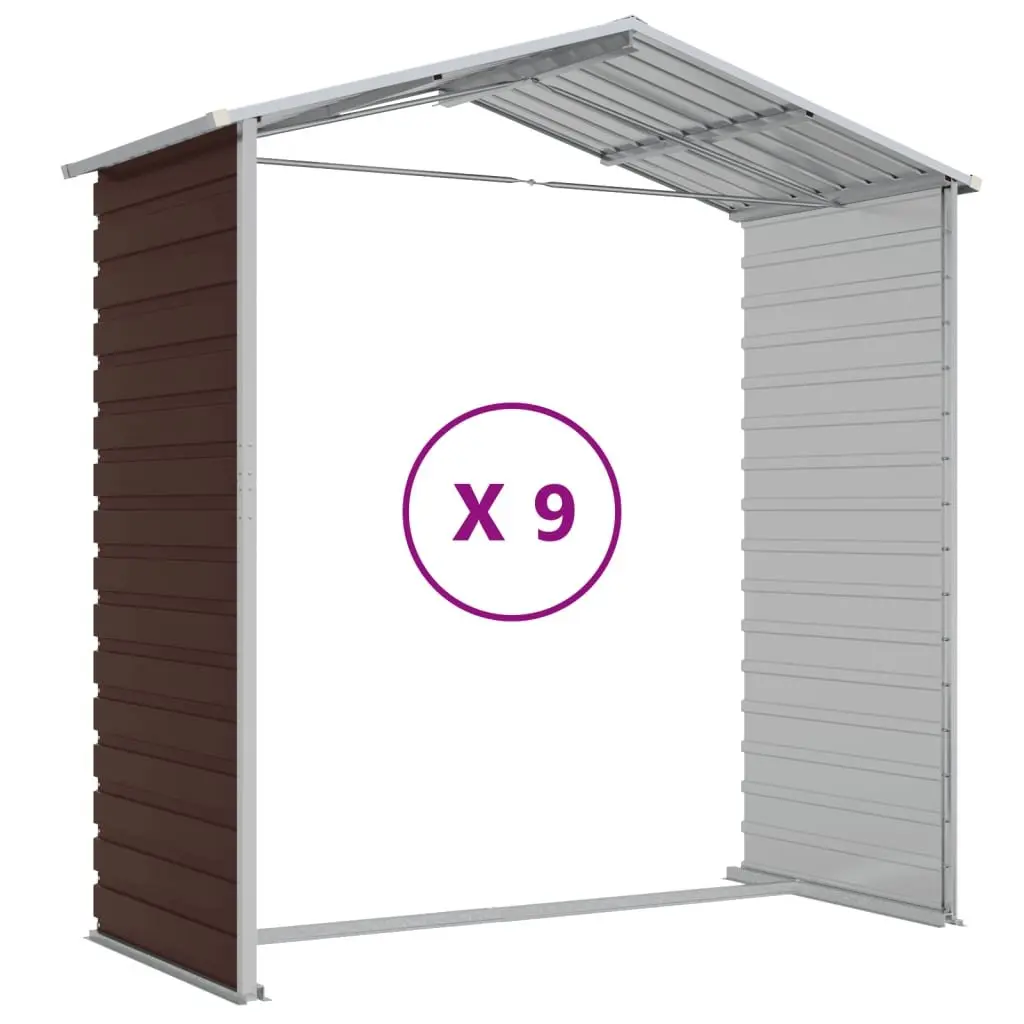 Garden Shed Brown 191x810x198 cm Galvanised Steel Outdoor Storage Tool House
