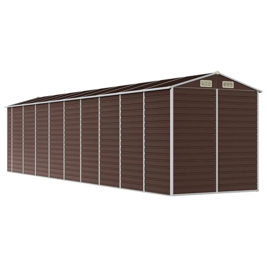 Garden Shed Brown 191x810x198 cm Galvanised Steel Outdoor Storage Tool House