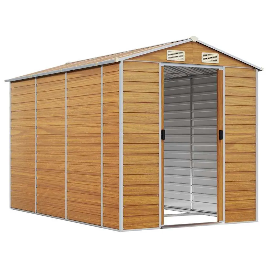 Garden Shed Brown Outdoor Storage Metal Tool House Galvanised Steel