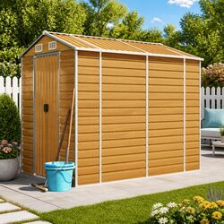 Your Brown Galvanised Steel Garden Shed for Easy Storage 191x555x198 cm