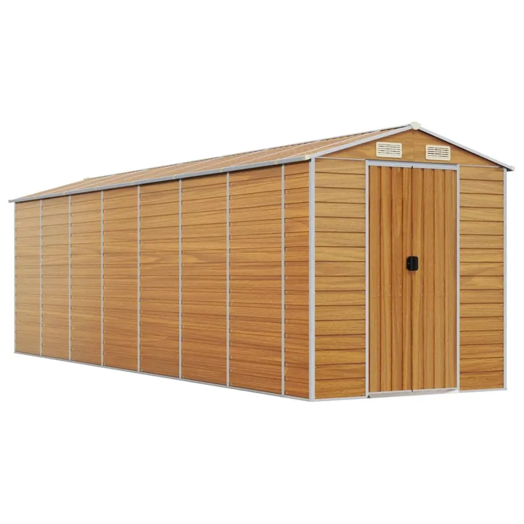 Garden Shed Brown Galvanised Steel Outdoor Storage 191 x 640 x 198 cm