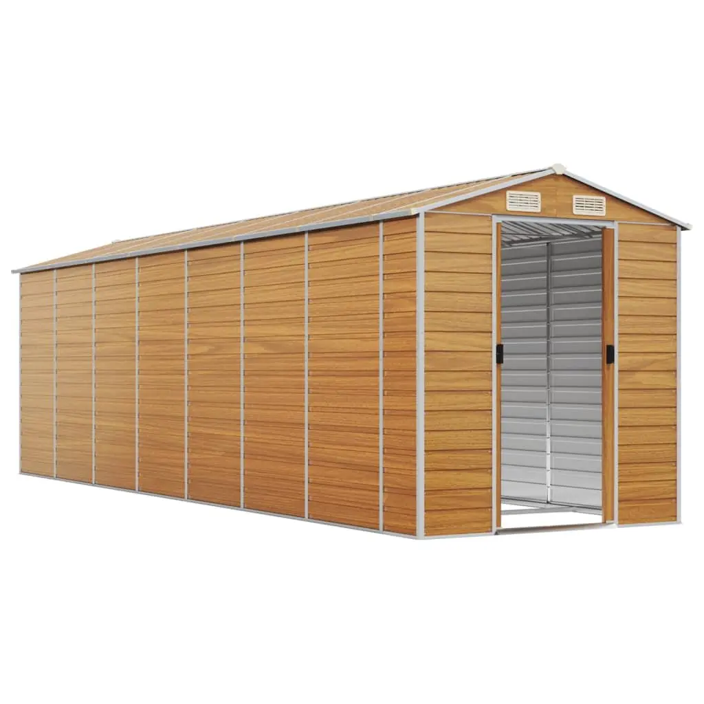 Garden Shed Brown Galvanised Steel Outdoor Storage 191 x 640 x 198 cm