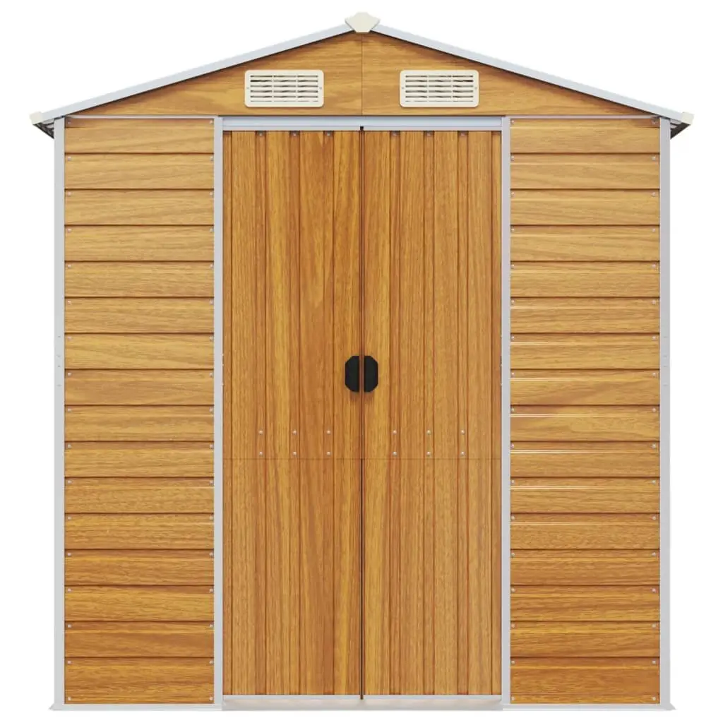 Garden Shed Brown Galvanised Steel Outdoor Storage 191 x 640 x 198 cm