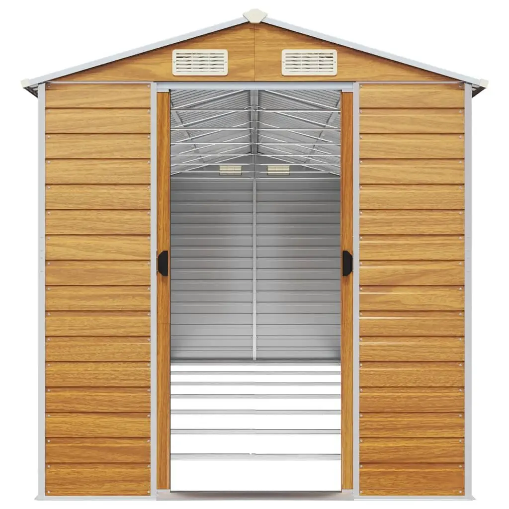 Garden Shed Brown Galvanised Steel Outdoor Storage 191 x 640 x 198 cm