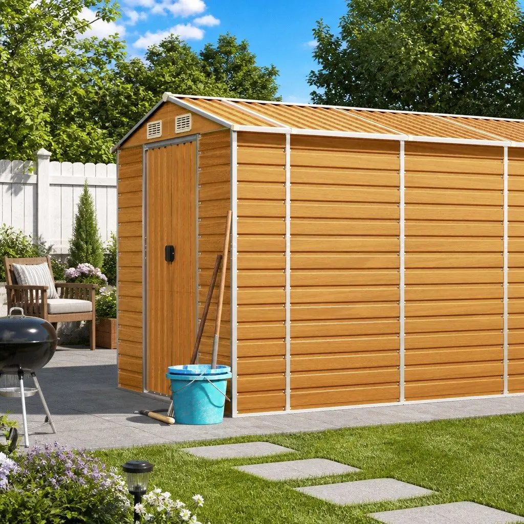 Brown Garden Shed for Tools and Outdoor Items