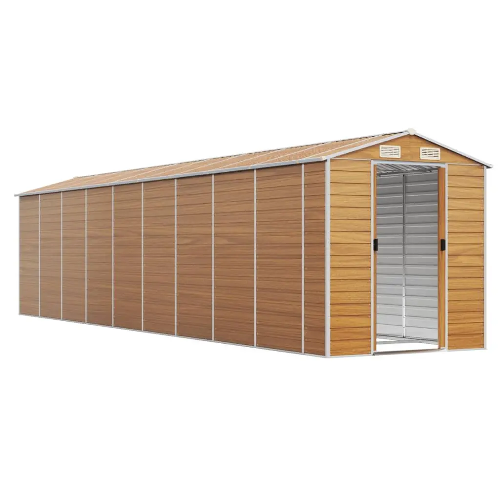 Garden Shed Galvanised Steel Outdoor Storage Brown 191 x 810 x 198 cm