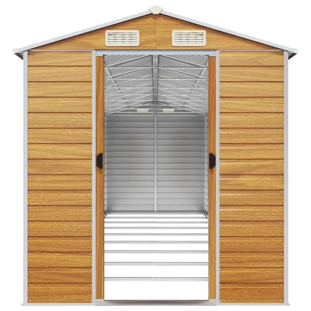 Garden Shed Galvanised Steel Outdoor Storage Brown 191 x 810 x 198 cm