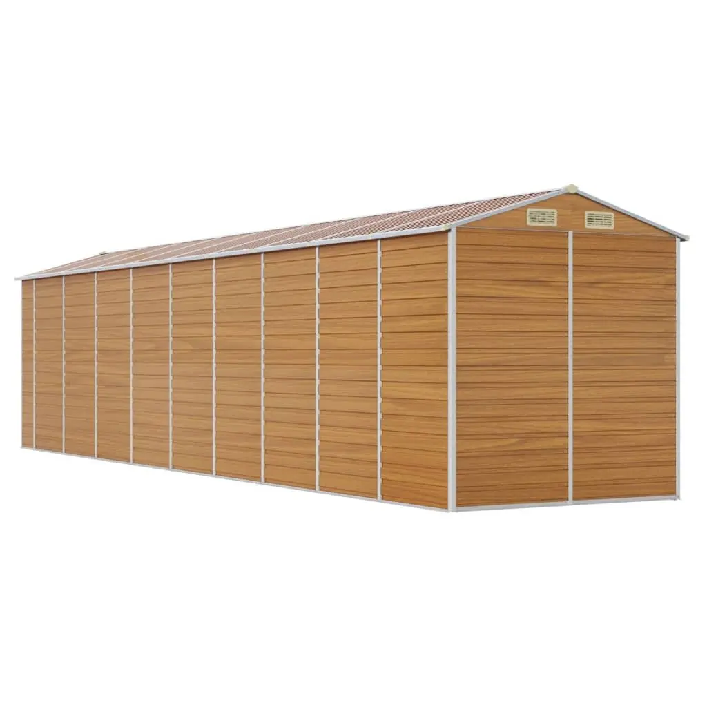 Garden Shed Galvanised Steel Outdoor Storage Brown 191 x 810 x 198 cm