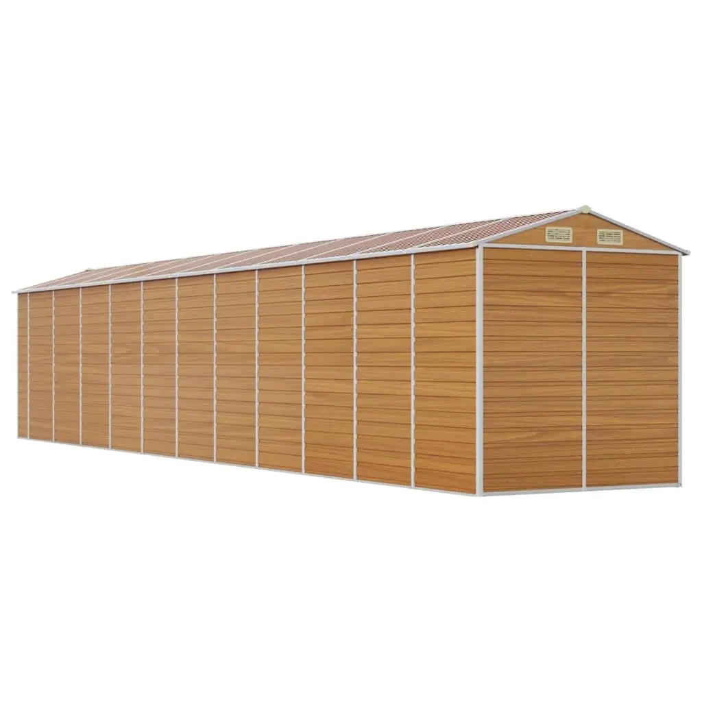 Garden Shed Galvanised Steel Brown with Ventilation 191 x 980 x 198 cm