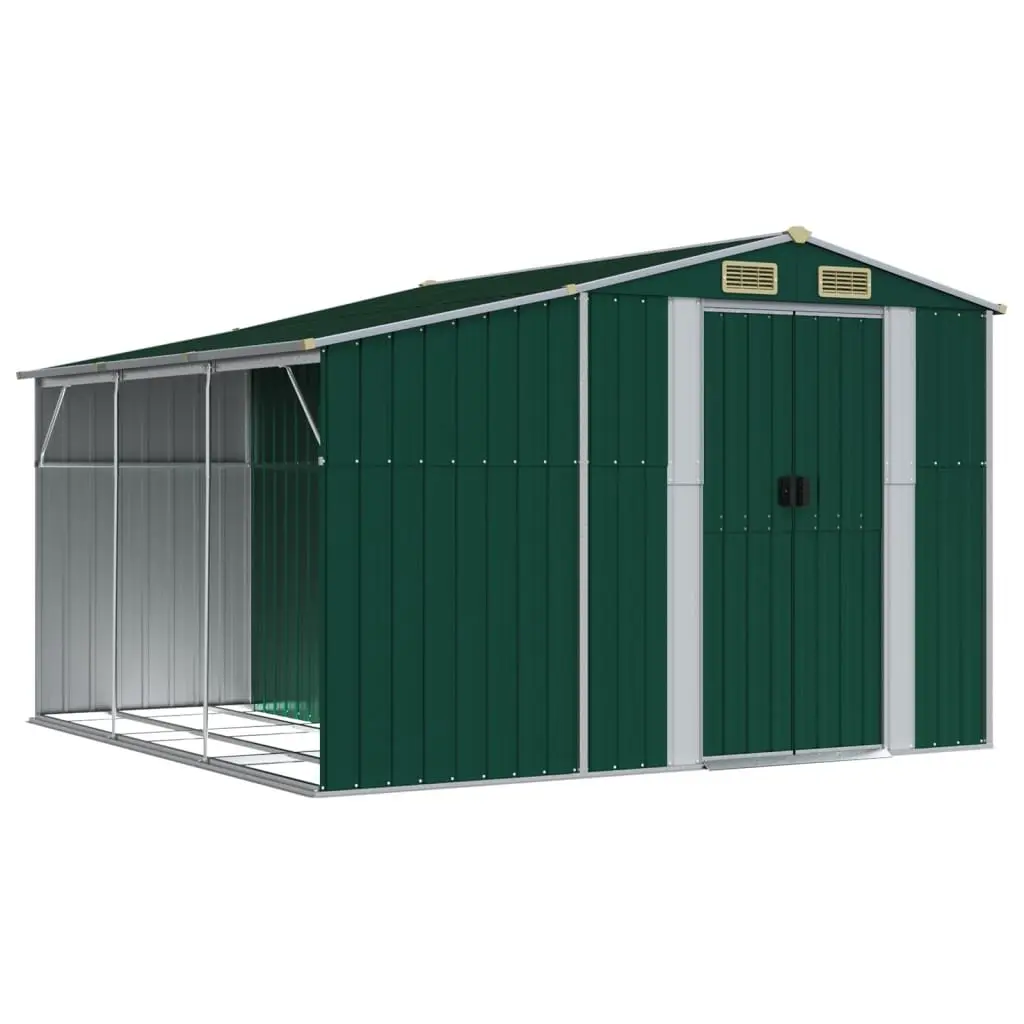 Garden Shed Green Galvanised Steel 277x279x179 cm Outdoor Storage Tool House