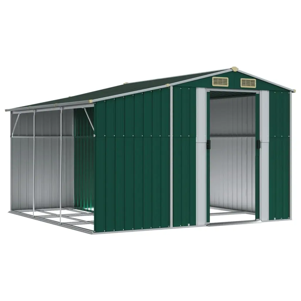 Garden Shed Green Galvanised Steel 277x279x179 cm Outdoor Storage Tool House
